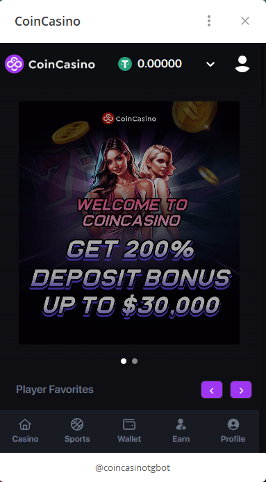 Telegram channel of CoinCasino