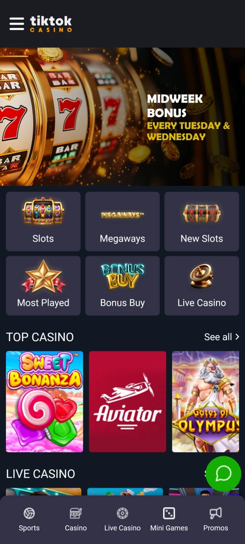 TikTok Casino's killer mobile version